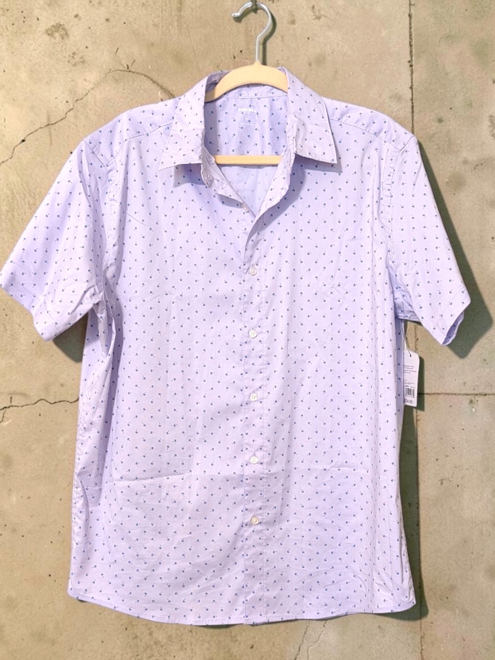 Men's Short-Sleeve Casual Button-Up Shirt - Light Purple